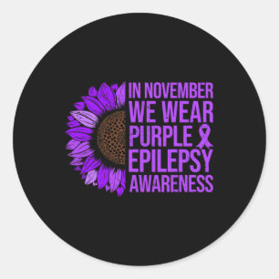 Epilepsie Bewustzijn Zonnebloem In november Draag  Ronde Sticker