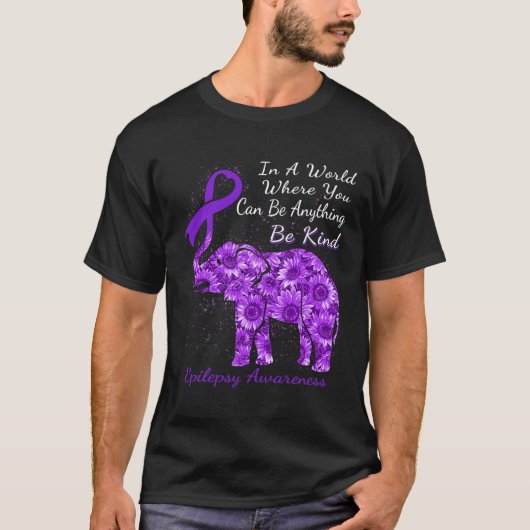Epilepsie Bewustzijn Zonnebloem Olifant Wees Kind T-shirt (Voorkant)