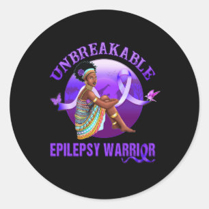 Epilepsie Bewustzijn Zwarte Vrouwen Onbreekbare Kr Ronde Sticker