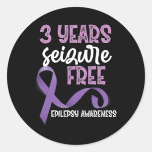 Epilepsie bewustzijnslint 3 Jaar Aanval Vrij Ronde Sticker
