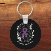 Epilepsie Bewustzijnslint Paarse Epilepsie Hersene Sleutelhanger (Voorkant)