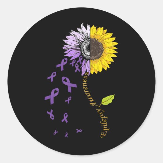 Epilepsie bewustzijnsunflower ronde sticker (Voorkant)