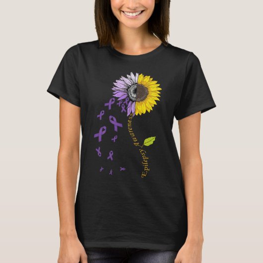 Epilepsie bewustzijnsunflower t-shirt (Voorkant)