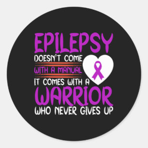 Epilepsie Een Krijger Die Nooit Opgeeft Paarse Lin Ronde Sticker