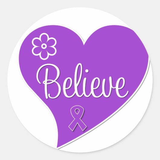 Epilepsie Gelooft Paarse Hart Ronde Sticker (Voorkant)