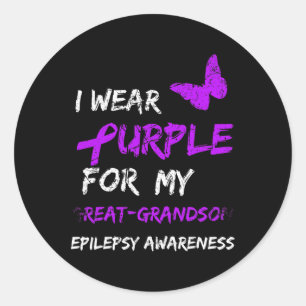 Epilepsie Ik Draag Paars Voor Mijn Achterkleinzoon Ronde Sticker