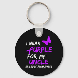 Epilepsie Ik Draag Paars voor mijn oom Ribbon Sleutelhanger