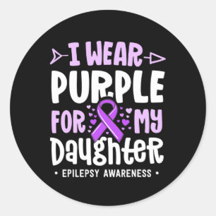 Epilepsie Lint Draag Paars Voor Mijn Dochter Awar Ronde Sticker