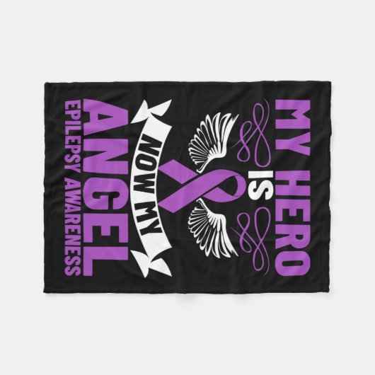 Epilepsie lint Mijn held is nu mijn engel epilepsi Fleece Deken (Voorkant (Horizontaal))