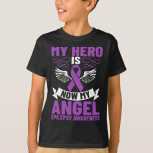 Epilepsie lint Mijn held is nu mijn engel epilepsi T-shirt