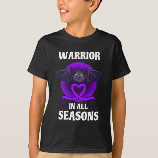 Epilepsie Paarse Bewustzijnslint Warrior Bat Hallo T-shirt (Voorkant)