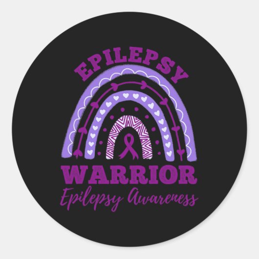 Epilepsie Warrior Epilepsie Bewustzijn Rainbow Ronde Sticker (Voorkant)