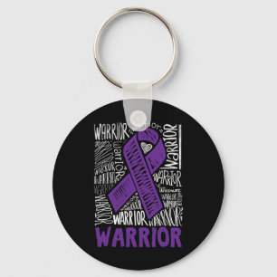 Epilepsie Warrior Family Support Gift Paarse lint Sleutelhanger