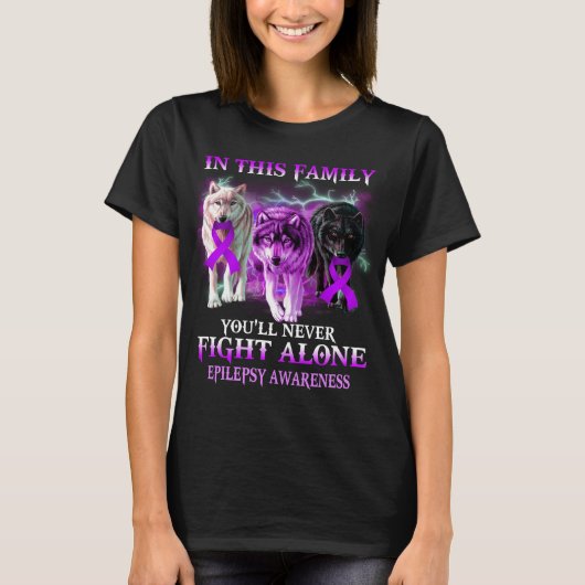 epilepsie wolf vecht nooit alleen t-shirt (Voorkant)