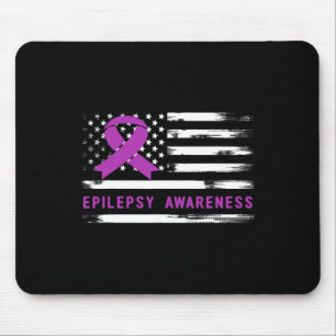 Epilepsiebewustzijn Amerikaanse Vlag Paarse Lint Muismat