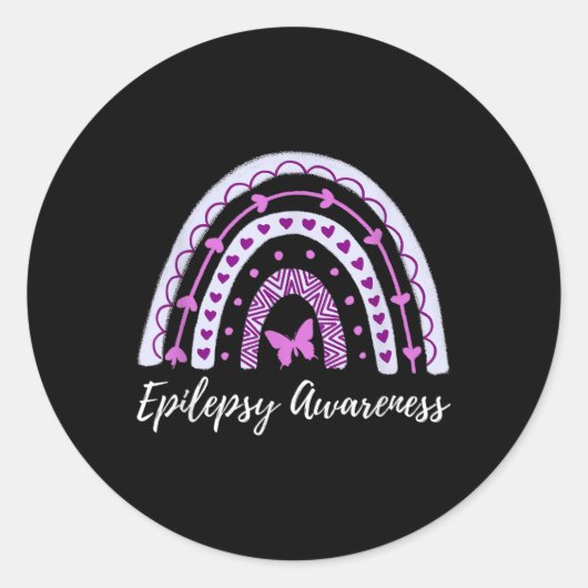 Epilepsiebewustzijn Boho Rainbow Ronde Sticker (Voorkant)