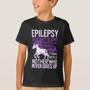 Epilepsiebewustzijn Eenhoorn Paarse lint Insult D T-shirt
