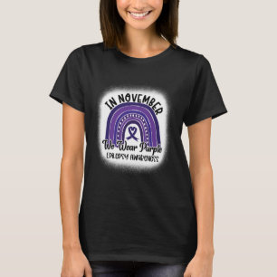 Epilepsiebewustzijn Gebleekte Regenboog Paarse Lin T-shirt
