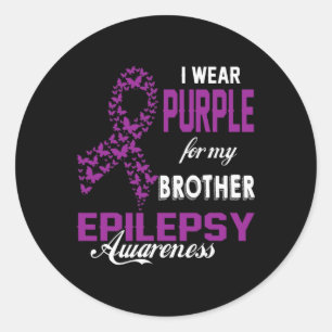 Epilepsiebewustzijn Ik Draag Paars Voor Mijn Broer Ronde Sticker