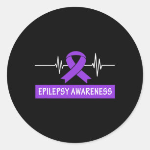Epilepsiebewustzijn Paarse Lint Hartslag Kinderen Ronde Sticker