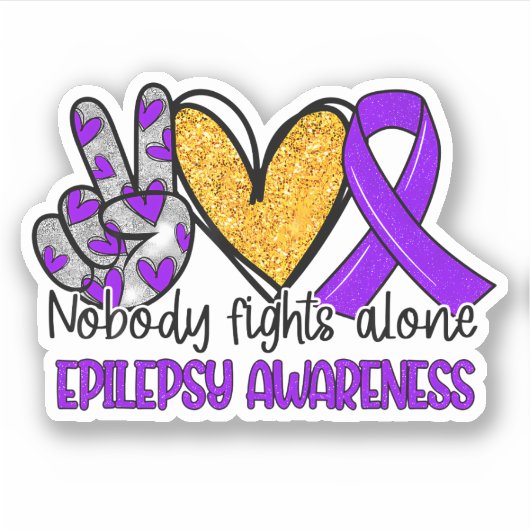 Epilepsiebewustzijn Paarse Lint Steun Sticker (Voorkant)