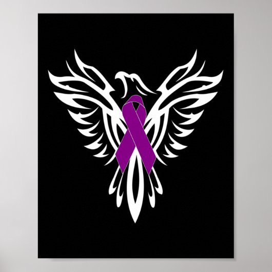 Epilepsiebewustzijn Paarse Ribbon Phoenix Poster (Voorkant)