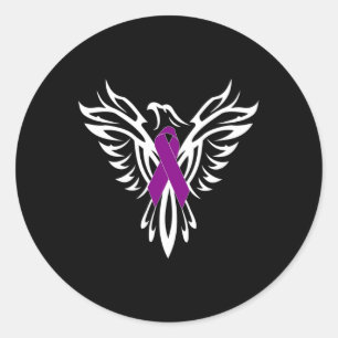 Epilepsiebewustzijn Paarse Ribbon Phoenix Ronde Sticker