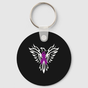 Epilepsiebewustzijn Paarse Ribbon Phoenix Sleutelhanger