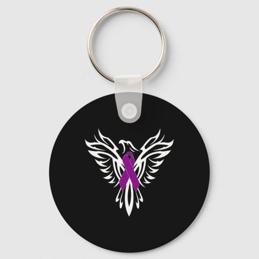 Epilepsiebewustzijn Paarse Ribbon Phoenix Sleutelhanger (Voorkant)