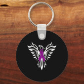 Epilepsiebewustzijn Paarse Ribbon Phoenix Sleutelhanger (Voorkant)