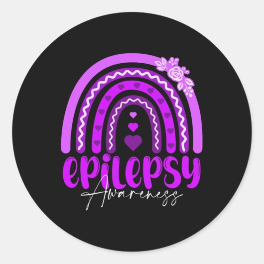 Epilepsiebewustzijn-regenboog Paars .co Ronde Sticker (Voorkant)