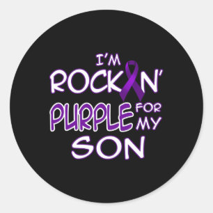 Epilepsiebewustzijn Rockin' Paarse Lint Voor Mijn  Ronde Sticker