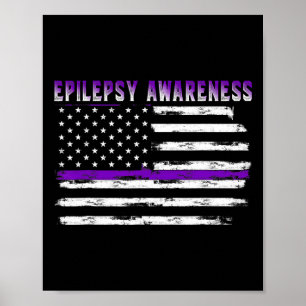 Epilepsiebewustzijn Usa Vlag Amerikaanse Epilepsie Poster
