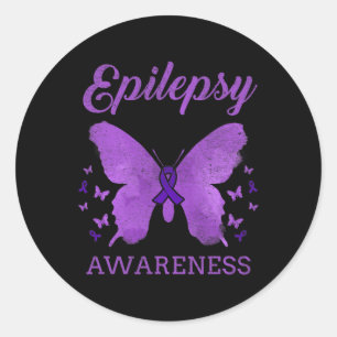 Epilepsiebewustzijn Vlinder Vintage  Ronde Sticker