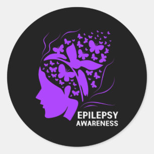 Epilepsiebewustzijn voor vrouwen  ronde sticker