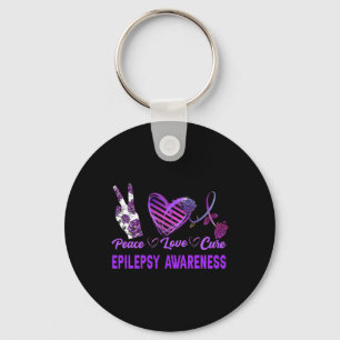 Epilepsiebewustzijn Vrede Liefde Genezing Paarse C Sleutelhanger