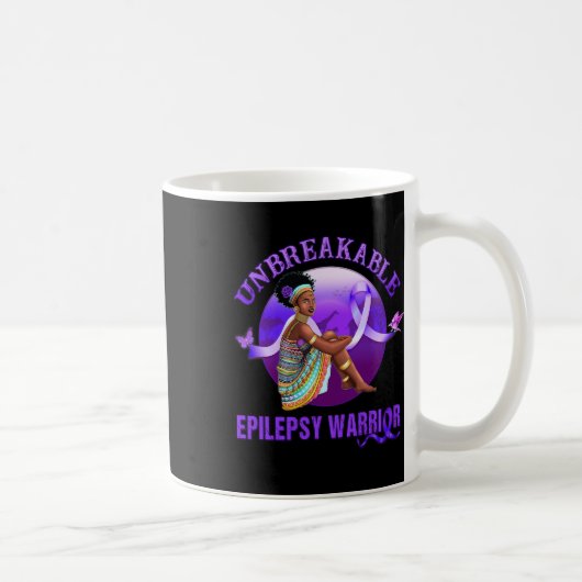 Epilepsy Awareness Black Women Unbreakable Warrior Koffiemok (Rechts)