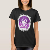 Epilepsy Awareness Bleached Rainbow Purple Ribbon T-shirt (Voorkant)