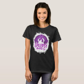 Epilepsy Awareness Bleached Rainbow Purple Ribbon T-shirt (Voorkant volledig)