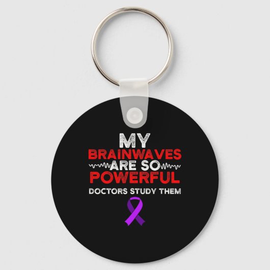 Epilepsy Awareness Brain Waves Epileptic Warrior S Sleutelhanger (Voorkant)