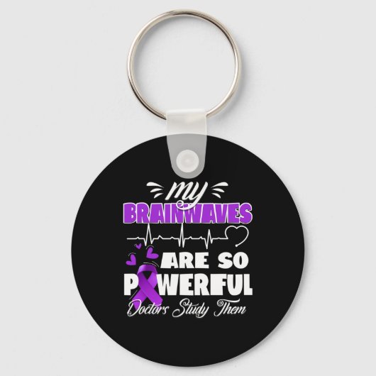 Epilepsy Awareness Brain Waves Epileptic Warrior S Sleutelhanger (Voorkant)