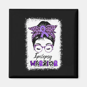 Epilepsy Awareness Bun Warrior Leopard Banda Magneet