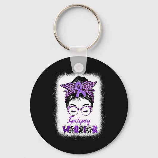Epilepsy Awareness Bun Warrior Leopard Banda Sleutelhanger (Voorkant)