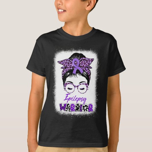 Epilepsy Awareness Bun Warrior Leopard Banda T-shirt (Voorkant)
