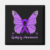 Epilepsy Awareness Butterfly Paars Ribbon Epileels Magneet (Voorkant)