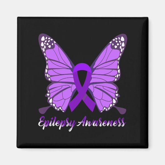 Epilepsy Awareness Butterfly Paars Ribbon Epileels Magneet (Voorkant)