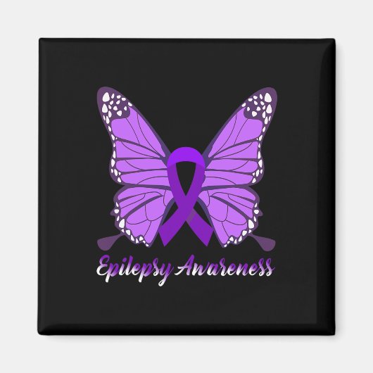 Epilepsy Awareness Butterfly Paars Ribbon Epileels Magneet (Voorkant)