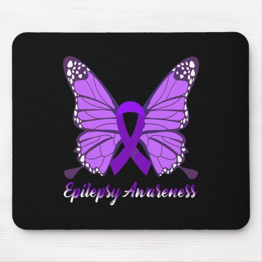Epilepsy Awareness Butterfly Paars Ribbon Epileels Muismat (Voorkant)