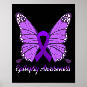 Epilepsy Awareness Butterfly Paars Ribbon Epileels Poster