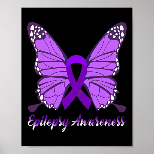 Epilepsy Awareness Butterfly Paars Ribbon Epileels Poster (Voorkant)